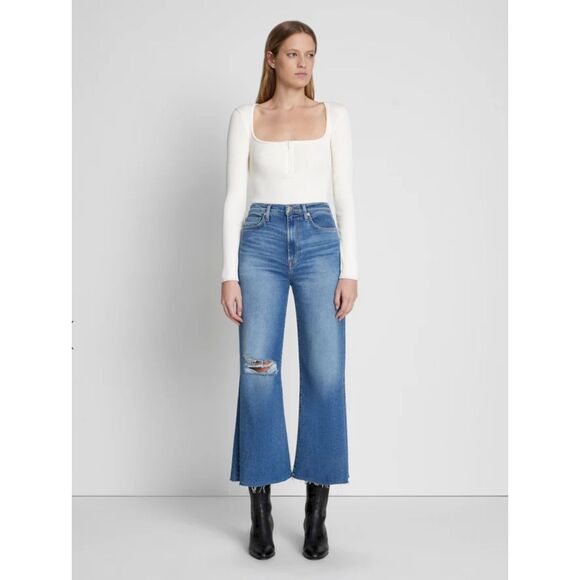 7 For All Mankind Luxe Vintage The Ultra High Rise Cropped Jo Sz 31(stain) - Picture 1 of 14